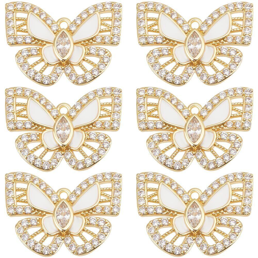 2846 1 Box 10Pcs Butterfly Charms Real 18K Gold Plated Brass with Cubic
